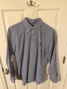 Ralph Lauren Blue and White Gingham Button-Down Shirt